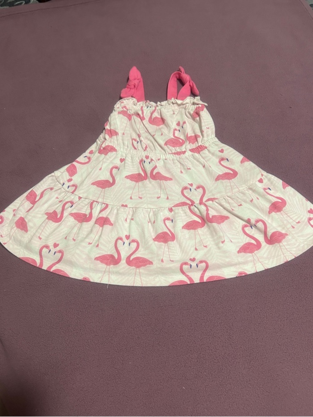 The Children's Place White Dress with Soft Pink Print